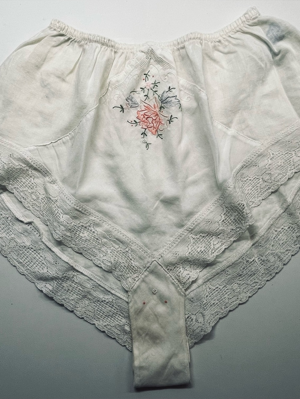 Vintage “Hanky Panky” Set Bra, Panties & Tap Pants from Embroidered Hankerchiefs